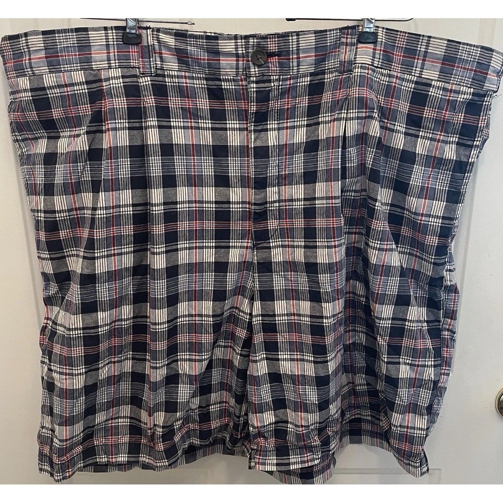Harbor Bay‎ 48 Blue Plaid Casual Walking Shorts Expander Side Panels Preppy